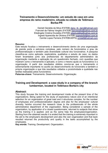 Treinamento e Desenvolvimento: um estudo de caso em ... - UTFPR