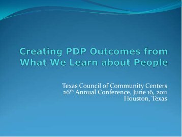 Creating PDP Outcomes from What We Learn about People