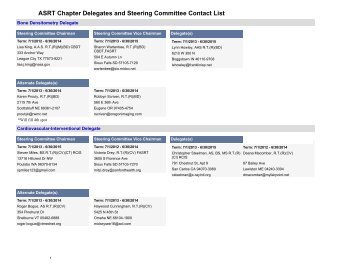 ASRT Chapter Delegates and Steering Committee Contact List