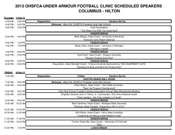 2013 ohsfca-under armour football clinic scheduled speakers