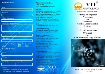 Faculty Development Programme on Advanced ... - VIT University