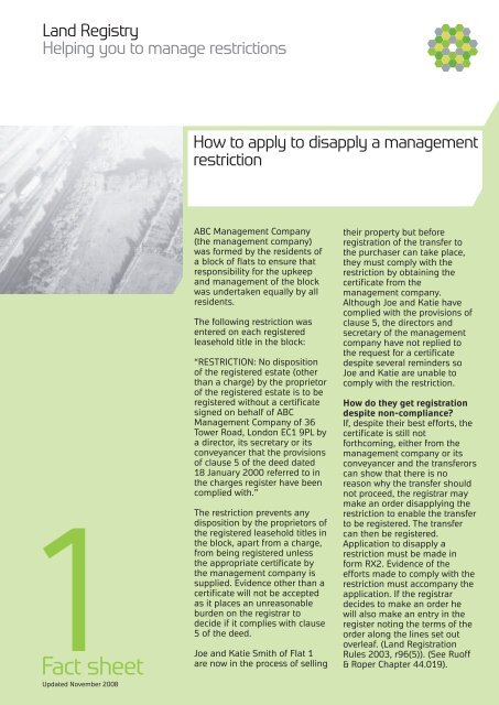 Land Registry Restrictions >> Management Company Restriction How To Disapply Land Registry Land Registry Restrictions >> Management Company Restriction How To Disapply Land Registry