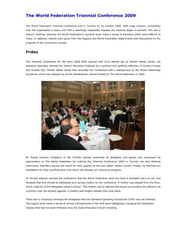 Press Release - Conference 2009 - The World Federation of KSIMC