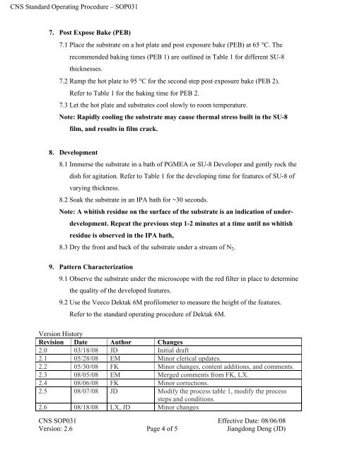 SU-8 Photolithography Process