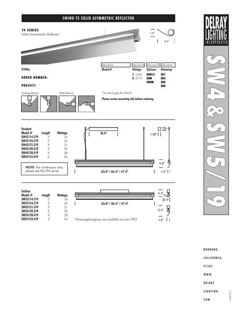 swing t5 solid asymmetric reflector - Delray Lighting Inc