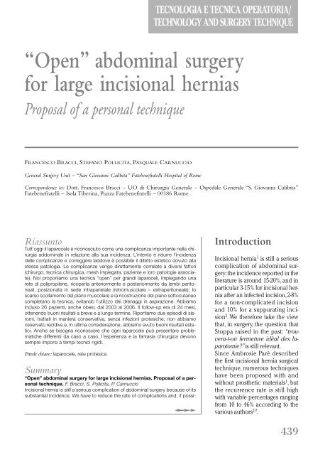 A A Aœopena A A Abdominal Surgery For Large Incisional Hernias Proposal