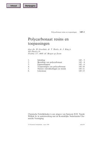 Polycarbonaat resins en toepassingen - Chemische Feitelijkheden