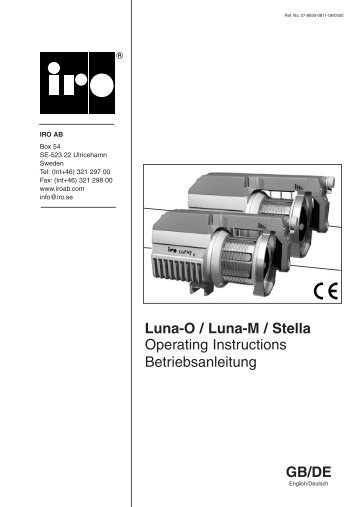 Luna-O / Luna-M / Stella Operating Instructions ... - IRO AB