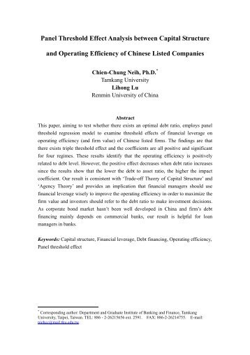 Panel Threshold Effect Analysis between Capital Structure and ...