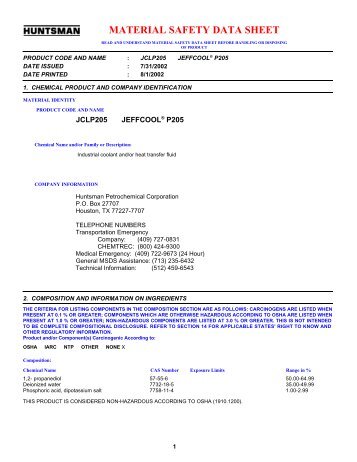 jeffcoolÂ® p-205 msds - Third Coast Chemicals