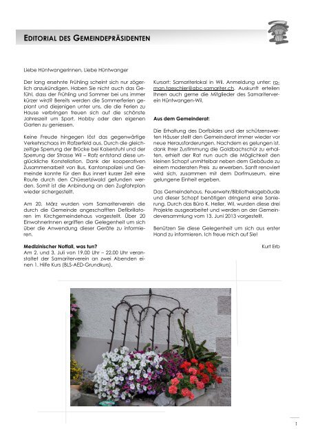HÃ¼ntwanger Mitteilungsblatt 2 - 2013 - Gemeinde HÃ¼ntwangen