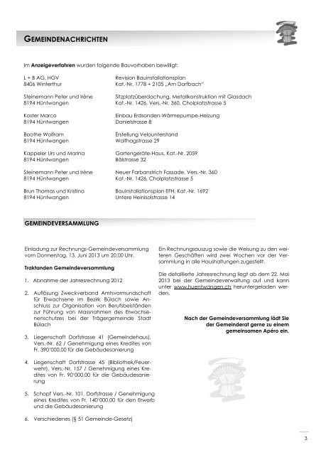 HÃ¼ntwanger Mitteilungsblatt 2 - 2013 - Gemeinde HÃ¼ntwangen