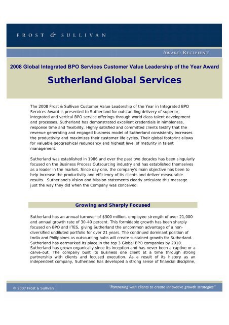 Sutherland Global Services Organizational Chart