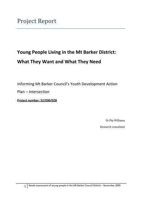 Youth Research Qualitative Report - District Council of Mount Barker