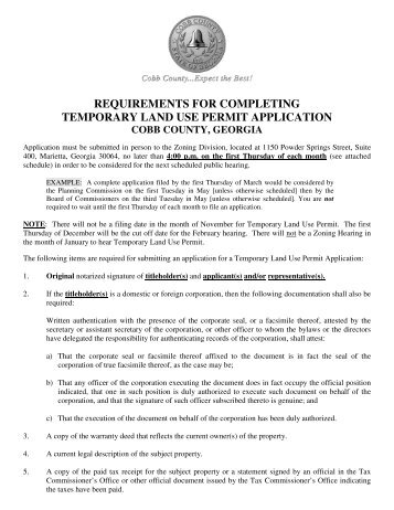 requirements for completing temporary land use permit application