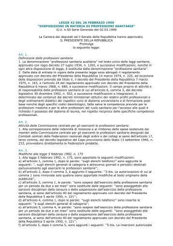 Legge 26 febbraio 1999 n. 42 - Ipasvi