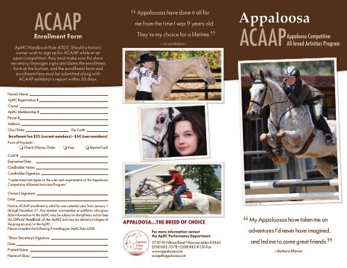 ACAAP Brochure - Appaloosa Horse Club