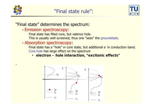 Core level spectroscopy: XPS, XAS, EELS, XES (XSPEC ... - WIEN 2k