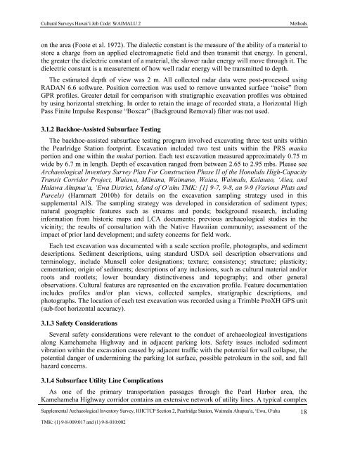 Draft Supplemental AIS Report Kamehameha Highway Guideway