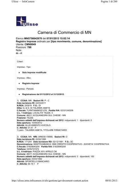 Modificazioni - Camera di Commercio di Mantova