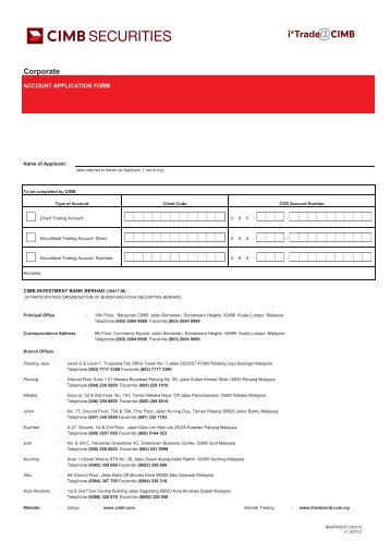 Corporate Account Application Form (PDF) - i*Trade@CIMB MY