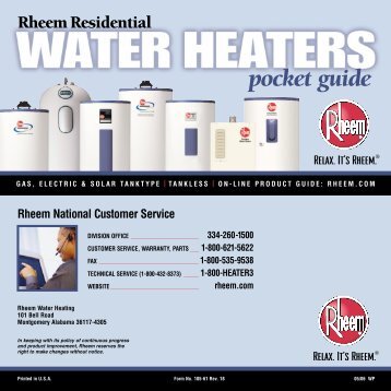 Rheem Residential Water Heater Catalog - API of NH