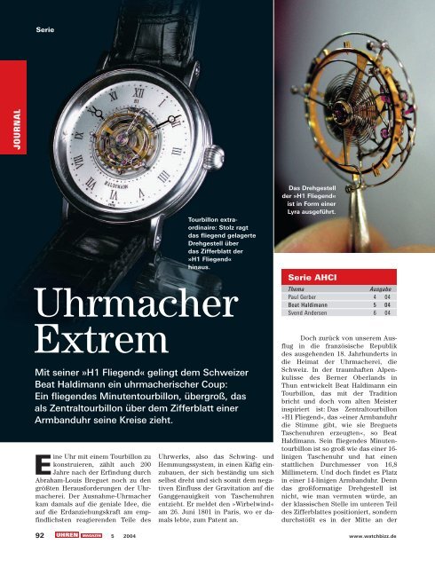 Uhrenmacher Extrem - Haldimann Horology