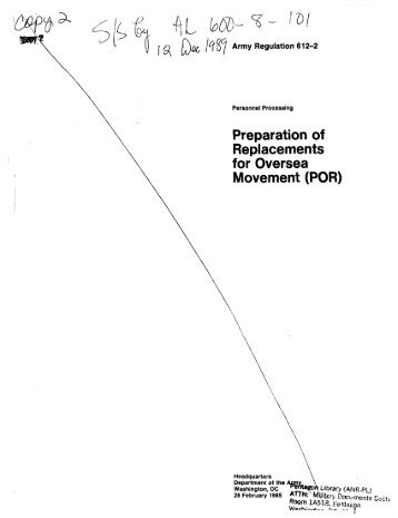 Army Regulation 612-2 Personnel Processing Preparation of ...