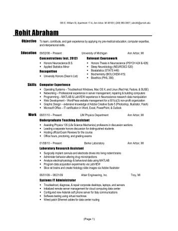 Here's a link to download my resume - CTools - University of Michigan