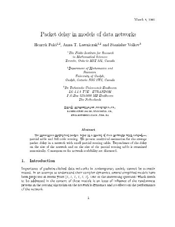 March 8, 2001 Packet delay in models of data networks Henryk Fuk ...