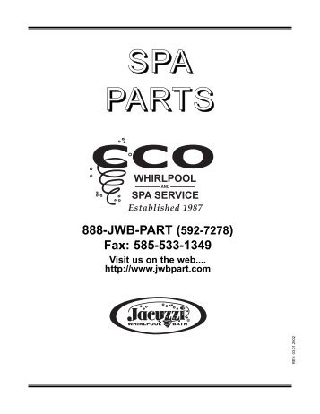 1-888-JWB-PART - CCO Whirlpool and Spa Service