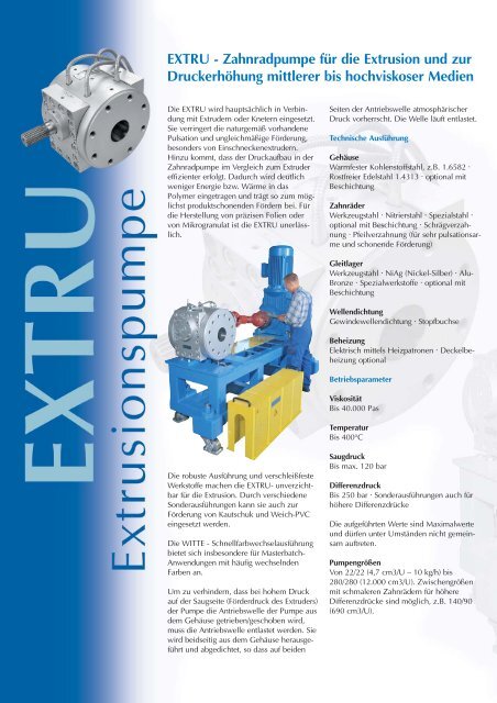 Zahnradpumpen Extrusion - Pumpenagent