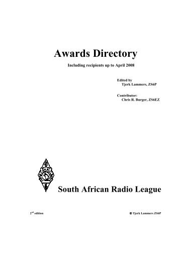 SARL awards to date.pdf - Pretoria Amateur Radio Club