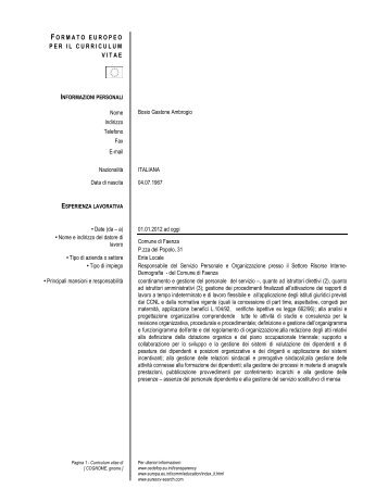 Curriculum Bosio Gastone - Comune di Faenza