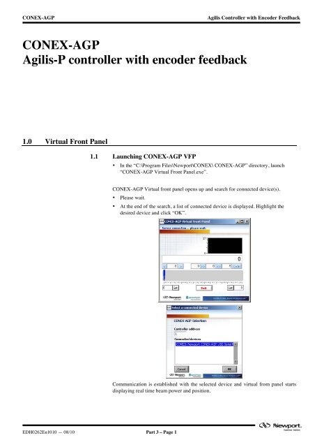 CONEX-AGP - Part 3 - Software Manual - Newport Corporation