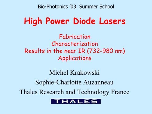 High Power Diode Lasers - Center for Biomedical Optics and New ...