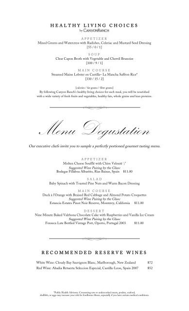 oceania cruise dinner menu