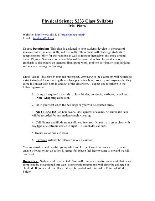 Homework Help For High School Physical Science