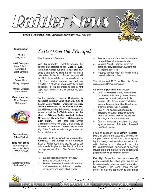 Dear Students, Parents, and Guardians: - Washoe County School ...