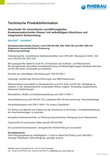 Technische Produktinformation - Rhebau GmbH