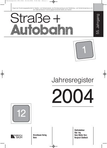 Jahresregister STA 2004 - StraÃe und Autobahn