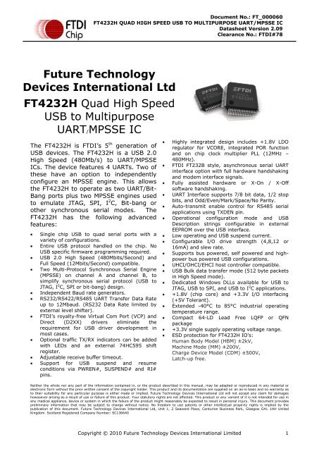 Future Technology Devices International Ltd FT4232H Quad High ...