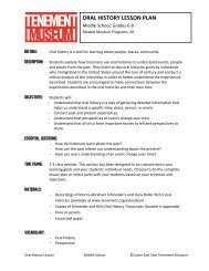 ORAL HISTORY LESSON PLAN - Lower East Side Tenement Museum