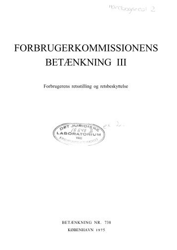 FORBRUGERKOMMISSIONENS BETÃ†NKNING III