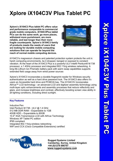 Xplore Ix104c3v Plus Tablet Pc Rugged Systems