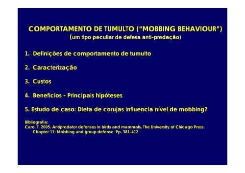 mobbing aula2013.pdf - Departamento de Ecologia