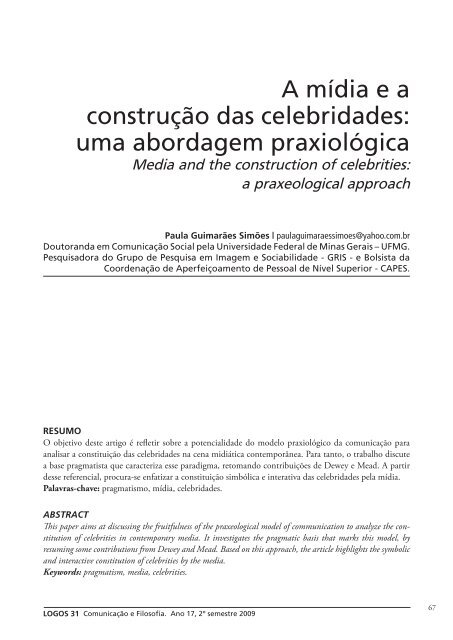 A mÃ­dia e a construÃ§Ã£o das celebridades: uma abordagem ... - Logos