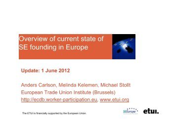 Overview of current state of SE founding in Europe - WORKER ...