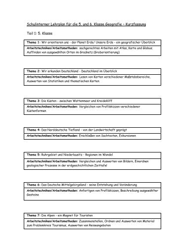 Schulinterner Lehrplan für die 5. und 6. Klasse Geografie ...