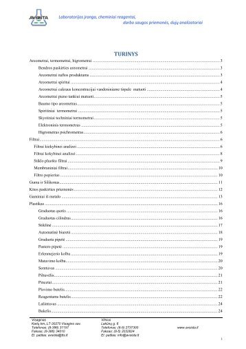 Avsista Katalogas Laboratoriniai reikmenys